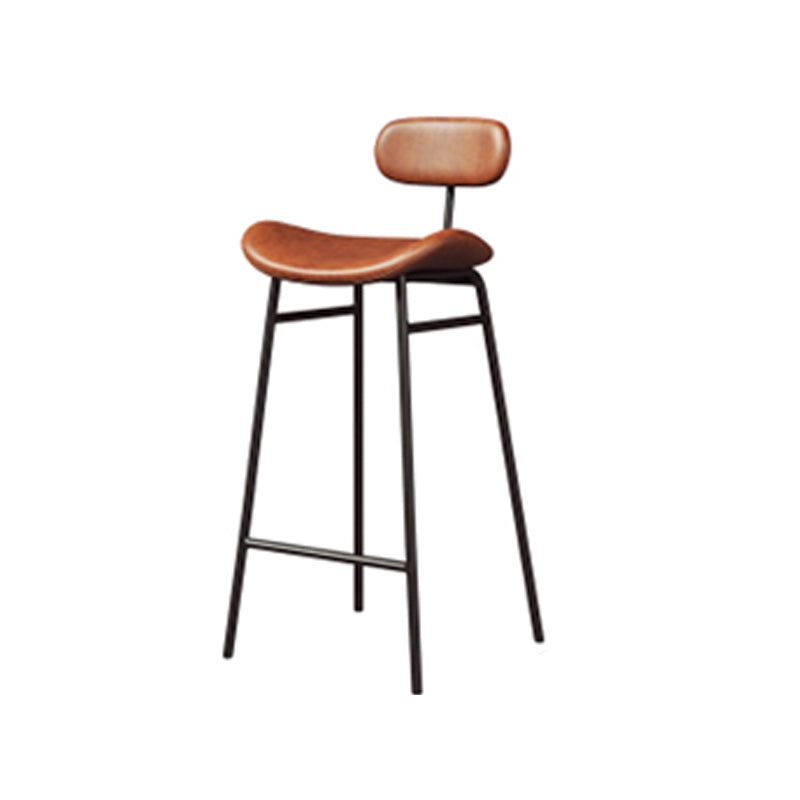Industrial Armless Bar Stool Faux Leather Bar Chair with Metal Footrest