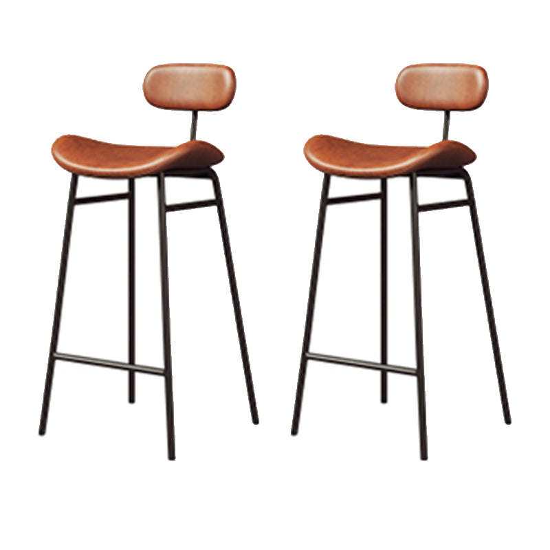 Industrial Armless Bar Stool Faux Leather Bar Chair with Metal Footrest