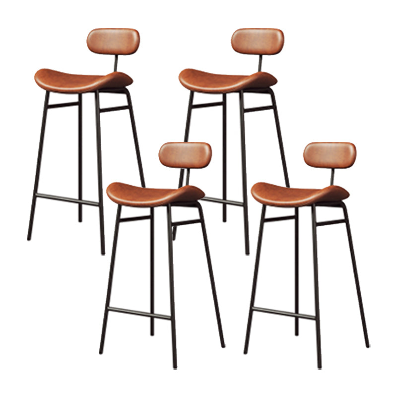 Industrial Armless Bar Stool Faux Leather Bar Chair with Metal Footrest