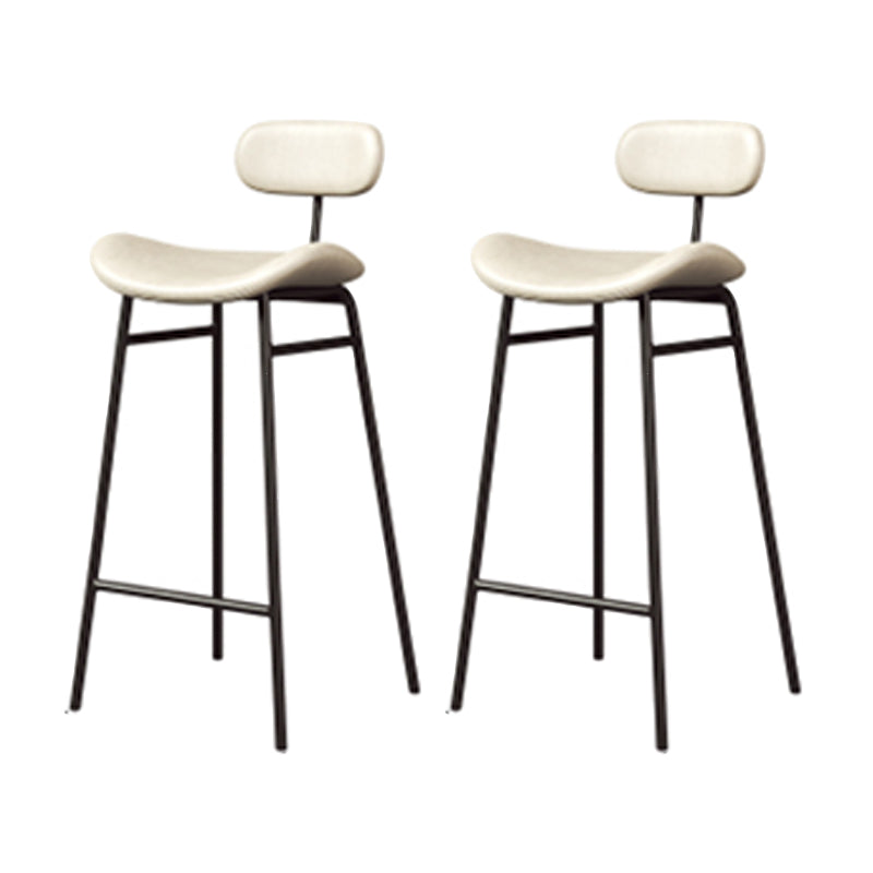 Industrial Armless Bar Stool Faux Leather Bar Chair with Metal Footrest