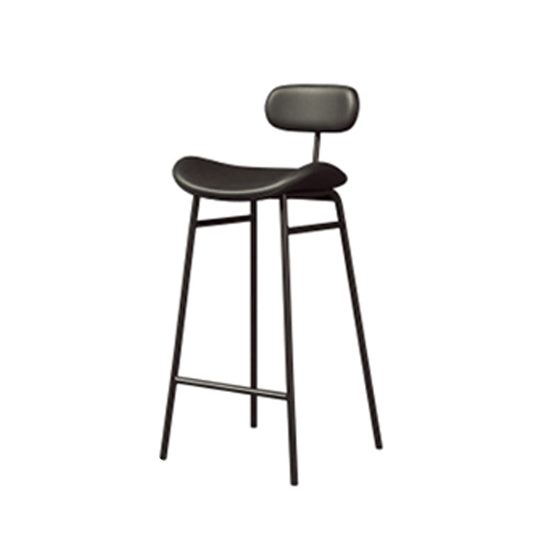 Industrial Armless Bar Stool Faux Leather Bar Chair with Metal Footrest