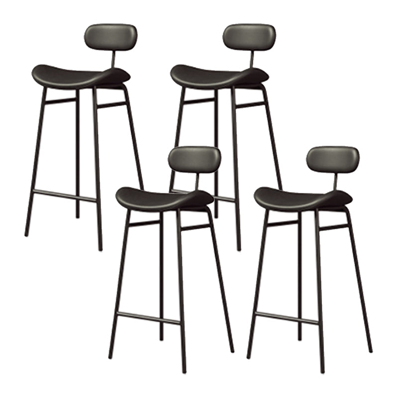 Industrial Armless Bar Stool Faux Leather Bar Chair with Metal Footrest