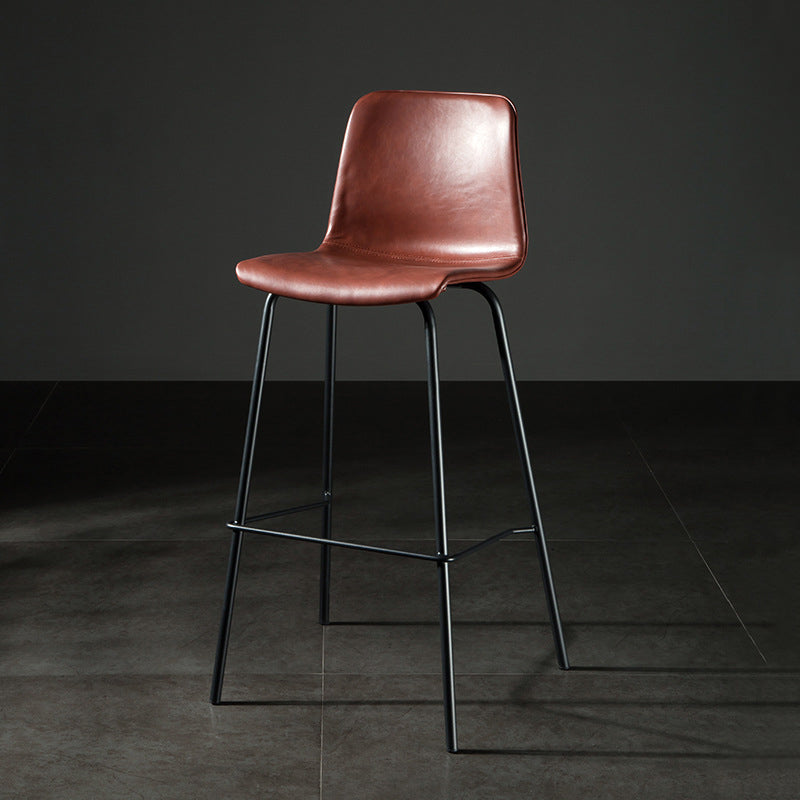 Modern Matte Finish PU Leather Barstool Low Back Restaurant Stool