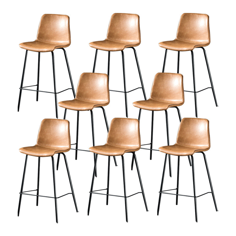 Modern Matte Finish PU Leather Barstool Low Back Restaurant Stool