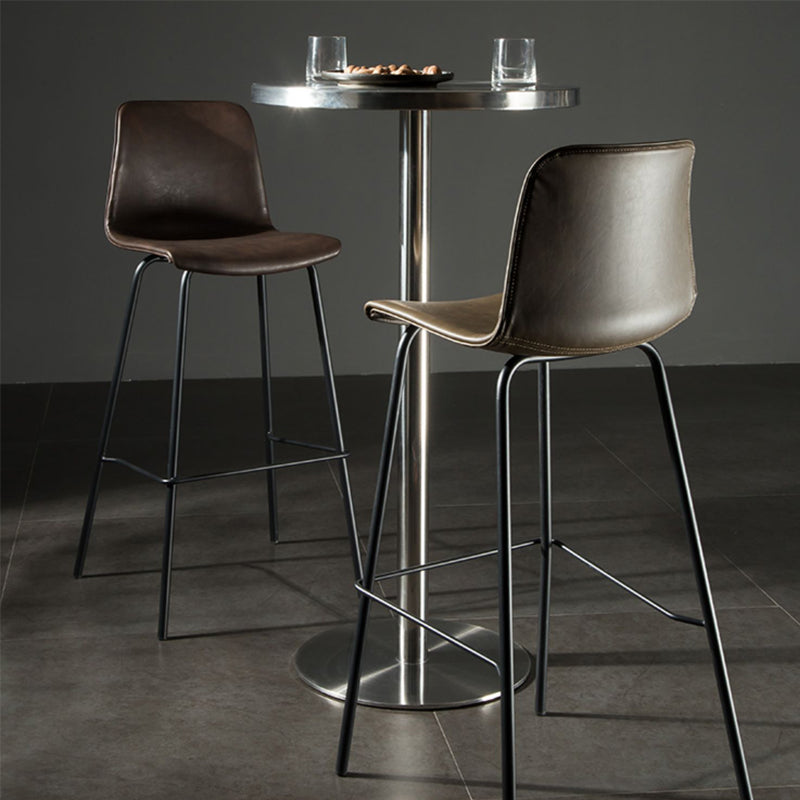 Modern Matte Finish PU Leather Barstool Low Back Restaurant Stool