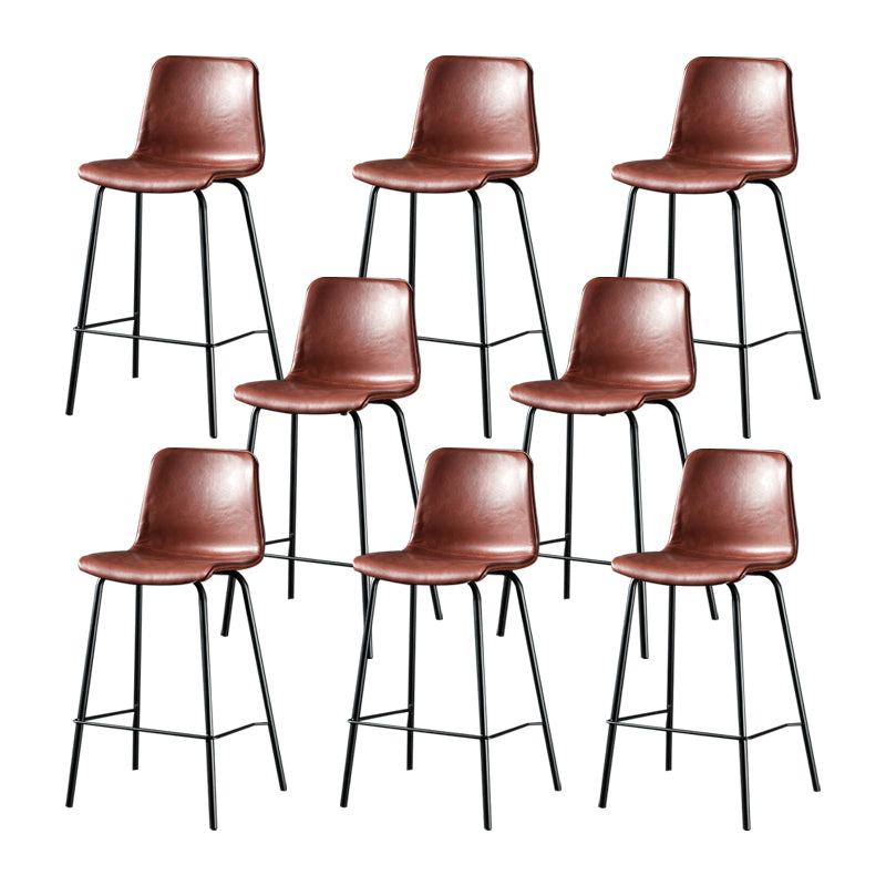 Modern Matte Finish PU Leather Barstool Low Back Restaurant Stool