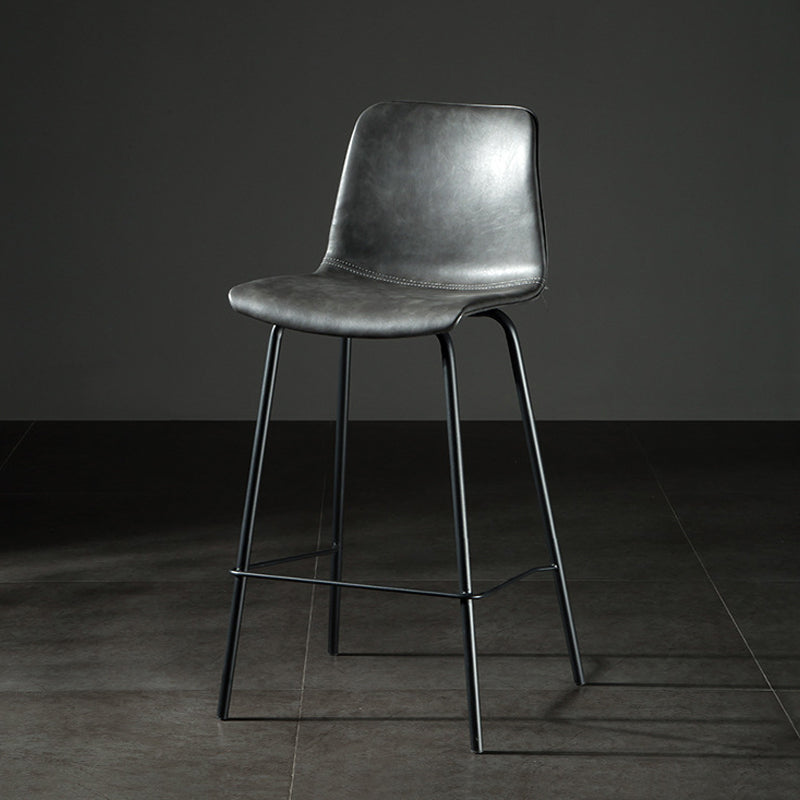 Modern Matte Finish PU Leather Barstool Low Back Restaurant Stool