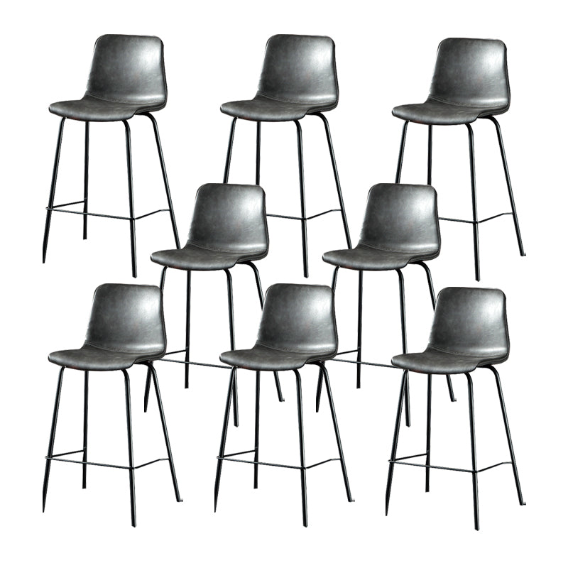 Modern Matte Finish PU Leather Barstool Low Back Restaurant Stool