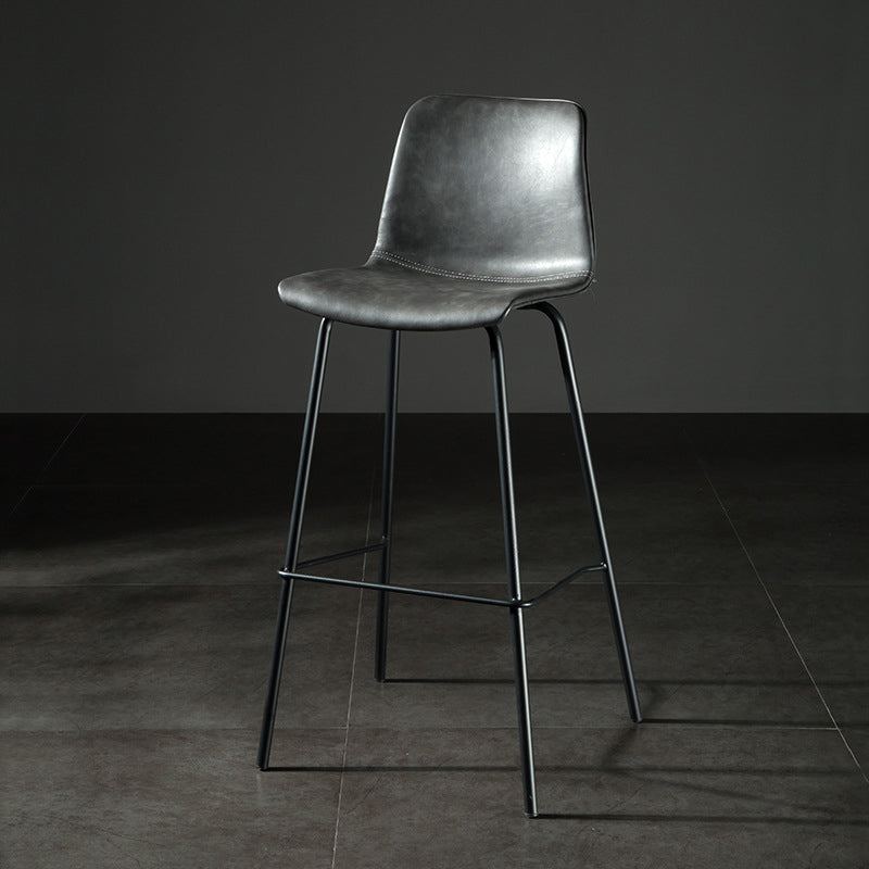 Modern Matte Finish PU Leather Barstool Low Back Restaurant Stool