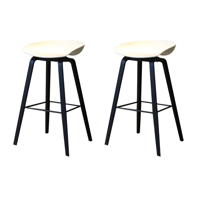 Modern Solid Wood Counter Stool Low Back Armless Bar Stool with Footrest