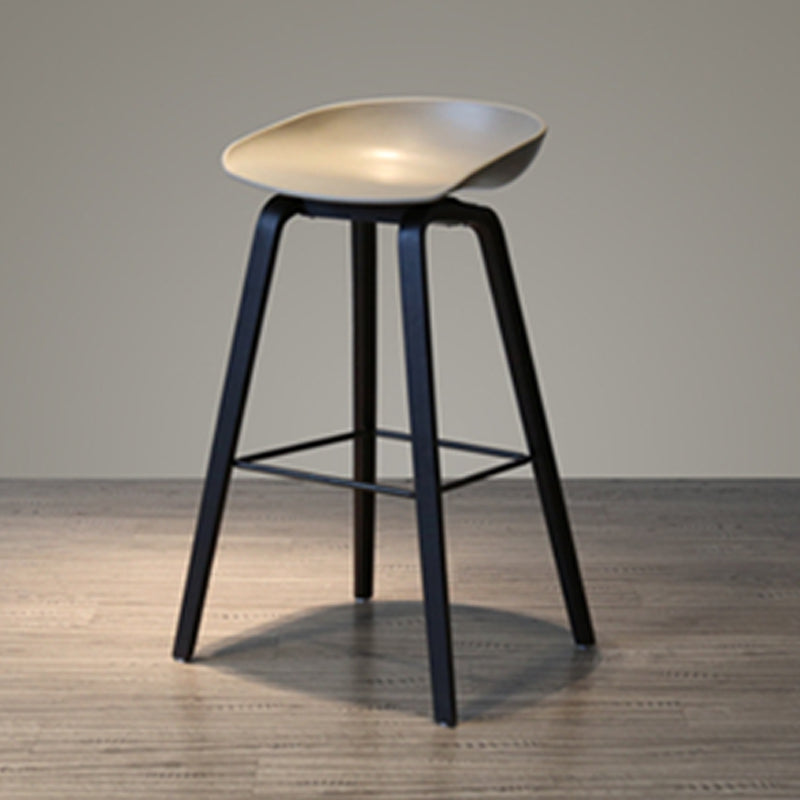 Modern Solid Wood Counter Stool Low Back Armless Bar Stool with Footrest