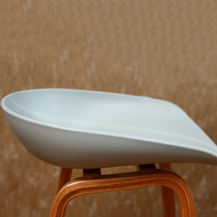 Modern Solid Wood Counter Stool Low Back Armless Bar Stool with Footrest