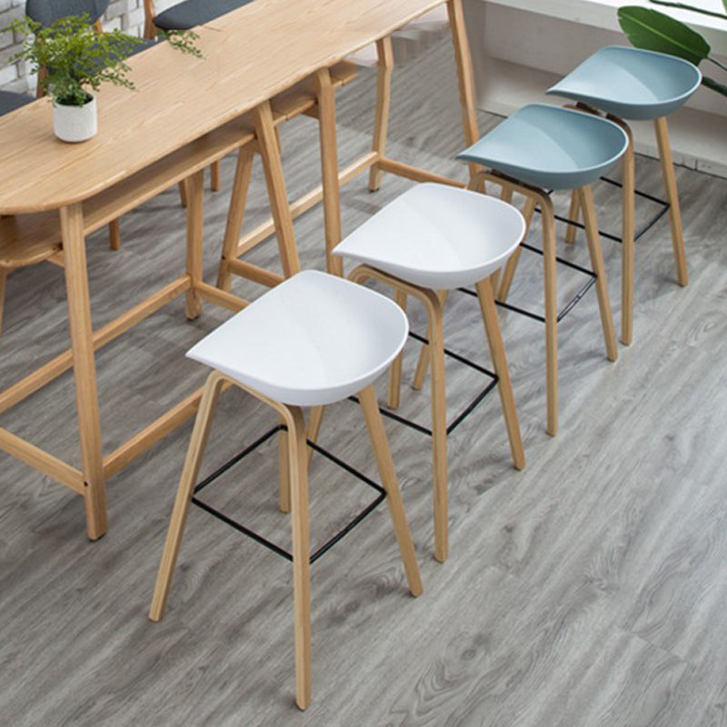 Modern Solid Wood Counter Stool Low Back Armless Bar Stool with Footrest