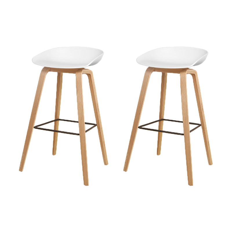 Modern Solid Wood Counter Stool Low Back Armless Bar Stool with Footrest