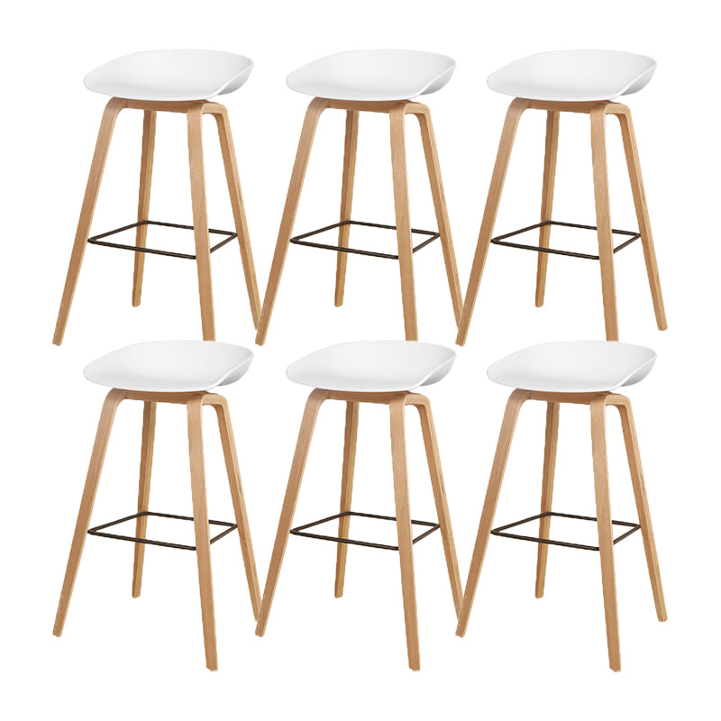 Modern Solid Wood Counter Stool Low Back Armless Bar Stool with Footrest