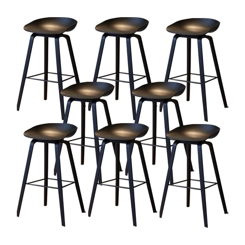 Modern Solid Wood Counter Stool Low Back Armless Bar Stool with Footrest