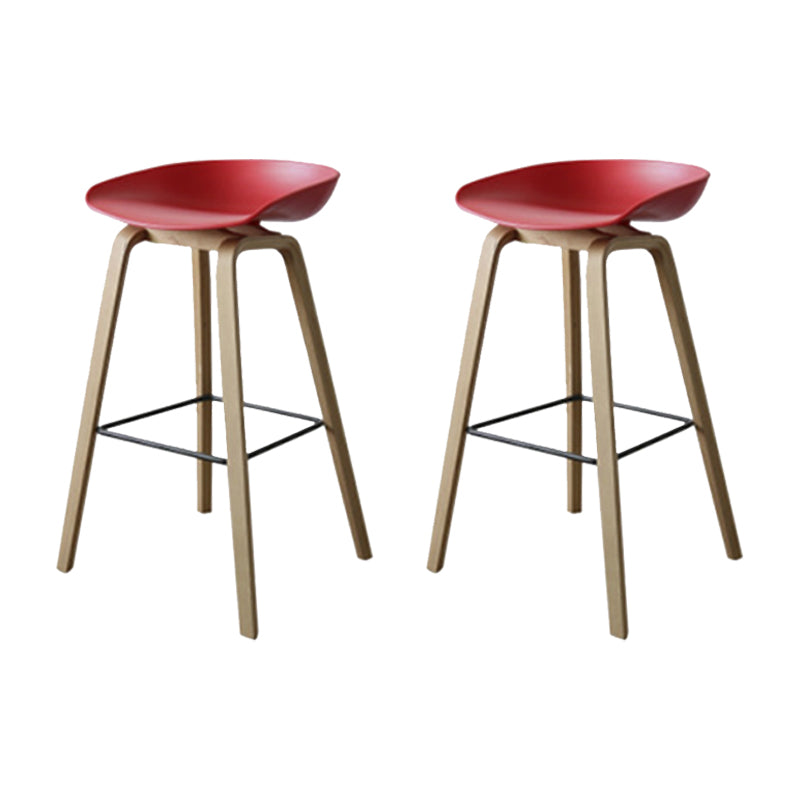 Modern Solid Wood Counter Stool Low Back Armless Bar Stool with Footrest
