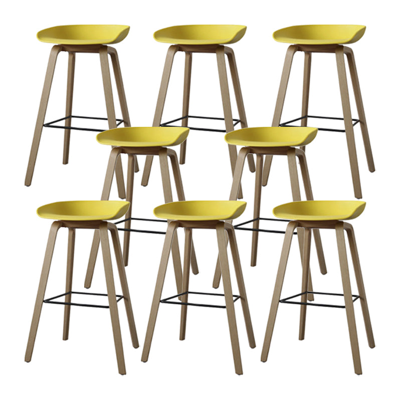 Modern Solid Wood Counter Stool Low Back Armless Bar Stool with Footrest