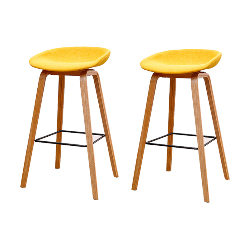 Modern Solid Wood Counter Stool Low Back Armless Bar Stool with Footrest