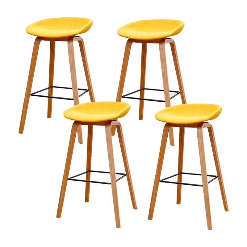 Modern Solid Wood Counter Stool Low Back Armless Bar Stool with Footrest