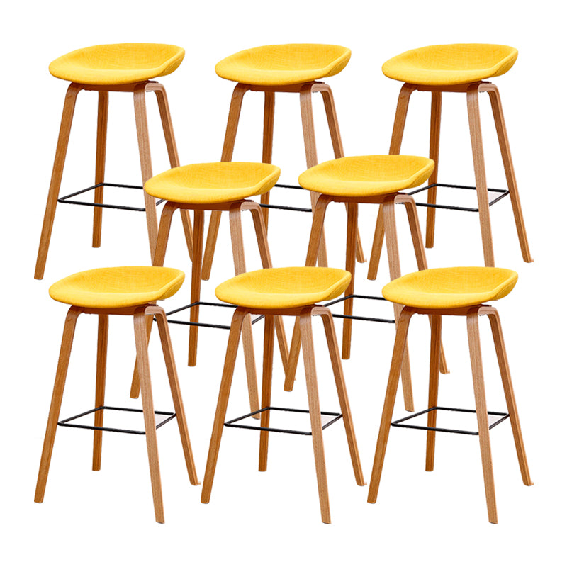Modern Solid Wood Counter Stool Low Back Armless Bar Stool with Footrest