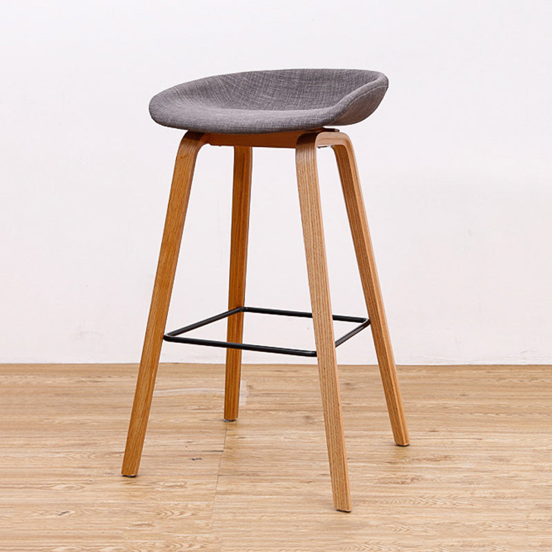 Modern Solid Wood Counter Stool Low Back Armless Bar Stool with Footrest