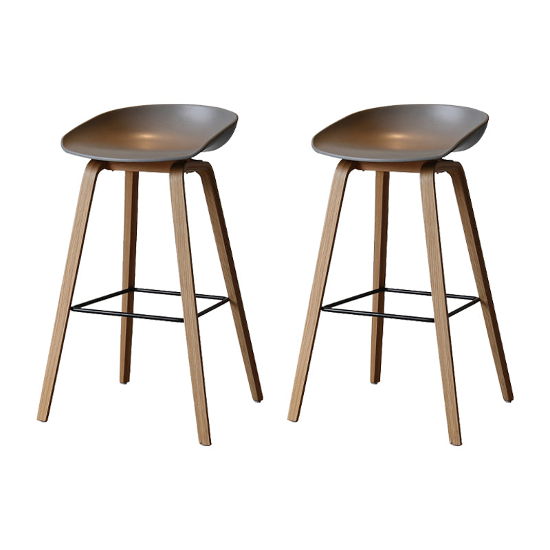 Modern Solid Wood Counter Stool Low Back Armless Bar Stool with Footrest
