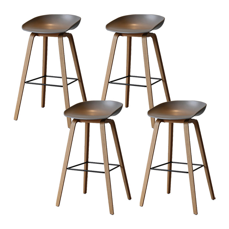Modern Solid Wood Counter Stool Low Back Armless Bar Stool with Footrest