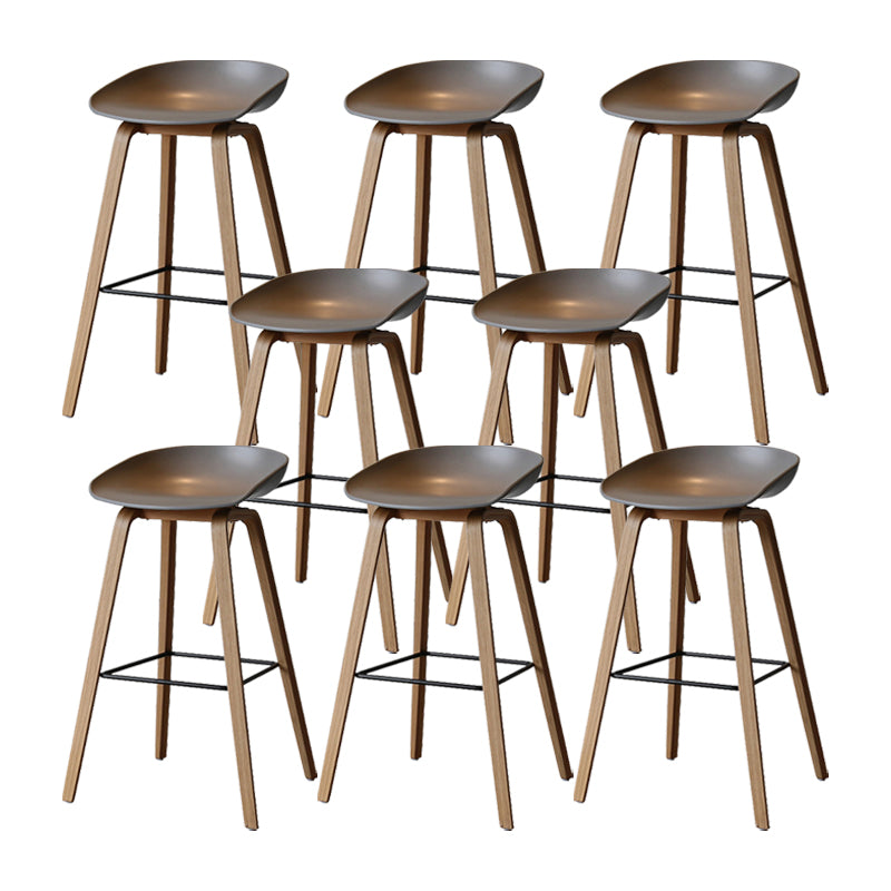 Modern Solid Wood Counter Stool Low Back Armless Bar Stool with Footrest