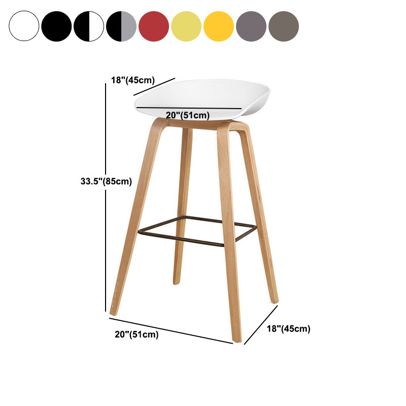 Modern Solid Wood Counter Stool Low Back Armless Bar Stool with Footrest
