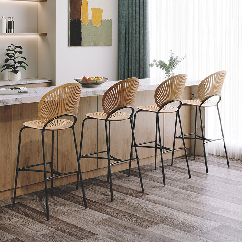Industrial Full Back Counter Stool Armless Stackable Bar Chair with Metal Legs