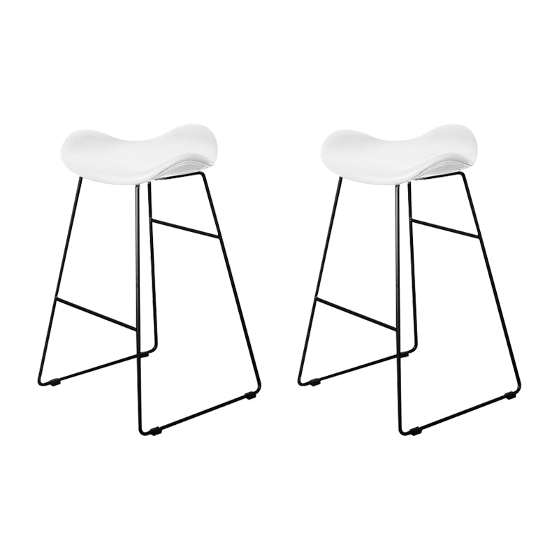 Industrial Armless Bucket Counter Stool Faux Leather Bar Chair with Metal Legs