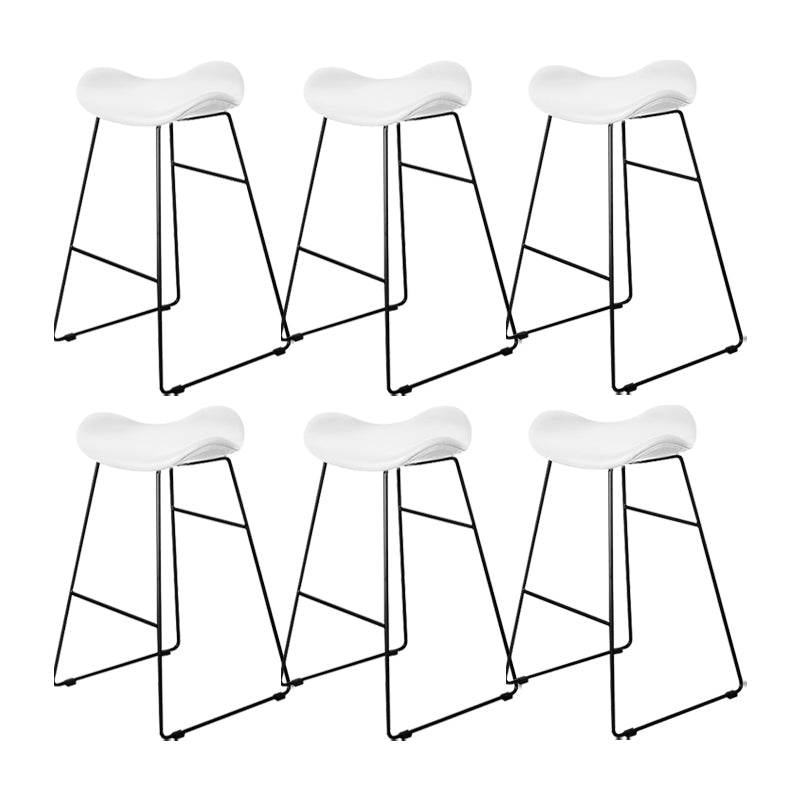 Industrial Armless Bucket Counter Stool Faux Leather Bar Chair with Metal Legs