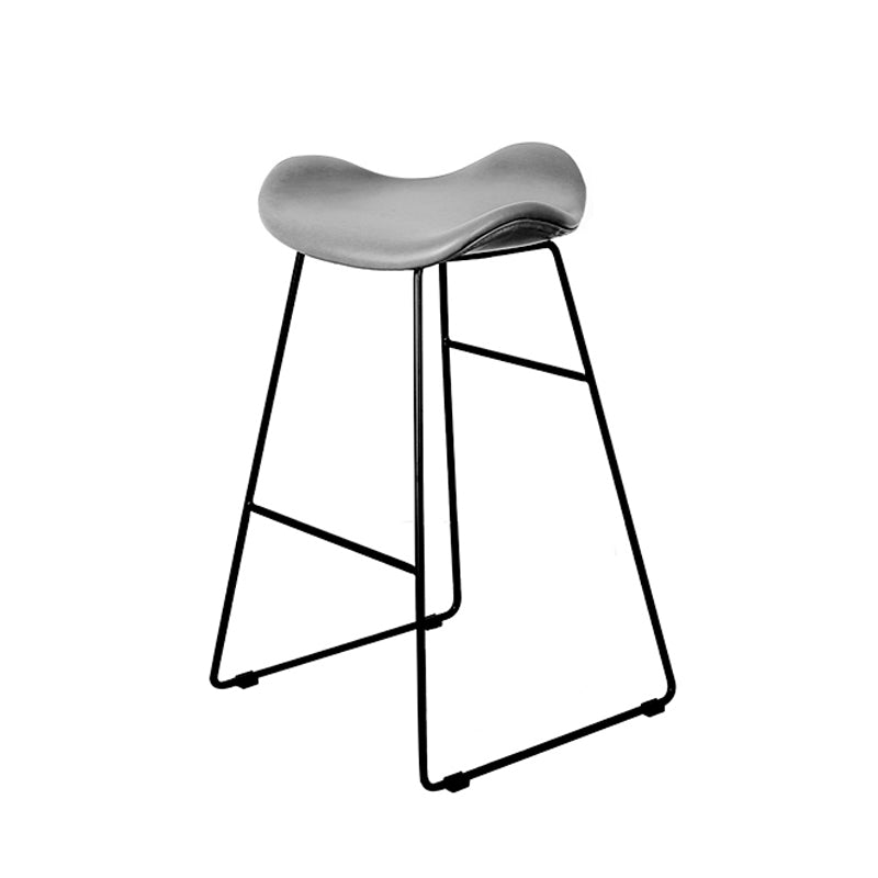 Industrial Armless Bucket Counter Stool Faux Leather Bar Chair with Metal Legs