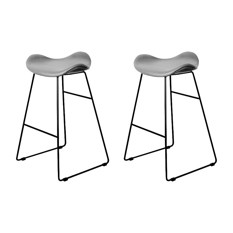 Industrial Armless Bucket Counter Stool Faux Leather Bar Chair with Metal Legs