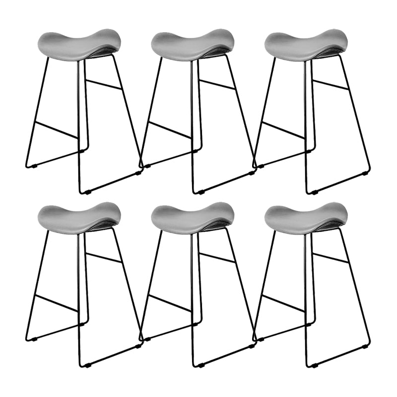 Industrial Armless Bucket Counter Stool Faux Leather Bar Chair with Metal Legs