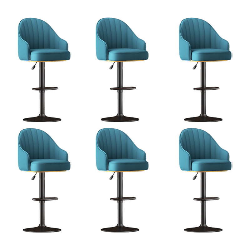 Home Adjustable Height Swivel Stool Contemporary Leather Barstool