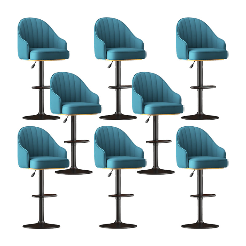 Home Adjustable Height Swivel Stool Contemporary Leather Barstool
