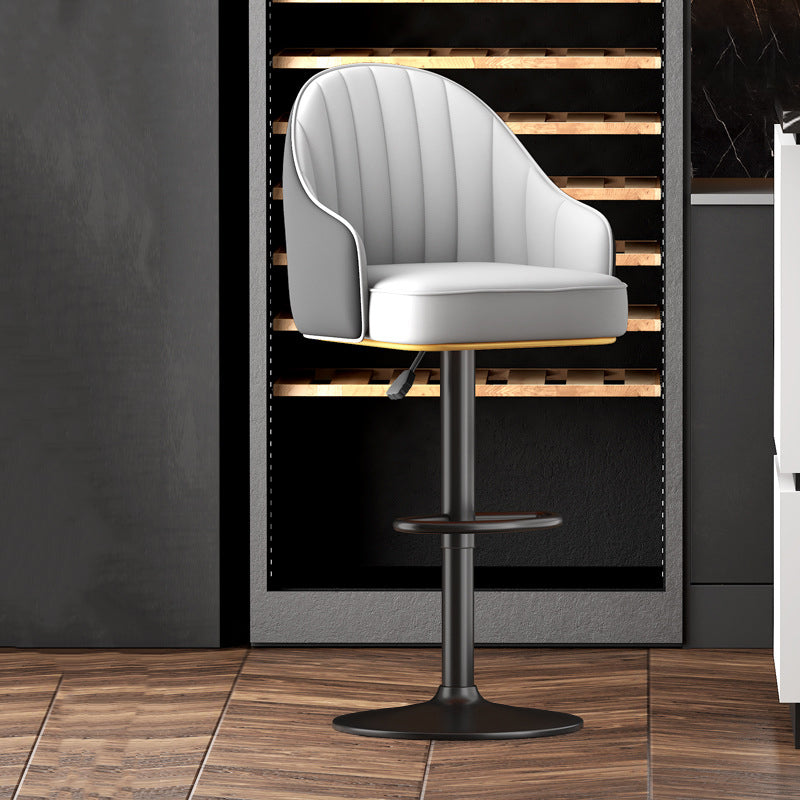 Home Adjustable Height Swivel Stool Contemporary Leather Barstool