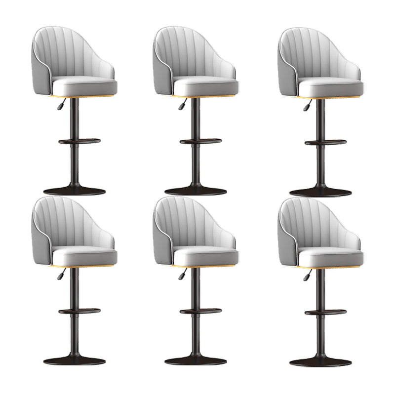 Home Adjustable Height Swivel Stool Contemporary Leather Barstool