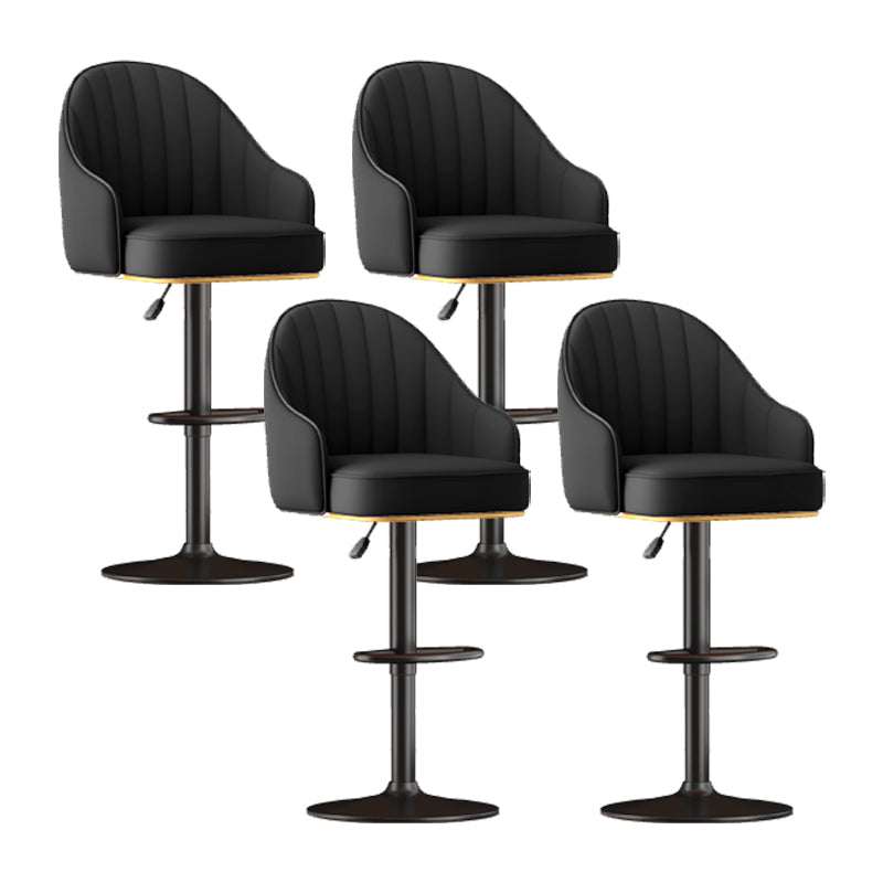 Home Adjustable Height Swivel Stool Contemporary Leather Barstool