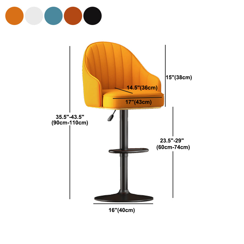 Home Adjustable Height Swivel Stool Contemporary Leather Barstool