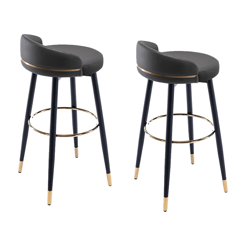 Modern Low Back Counter Stool Faux Leather Armless Bar Chair