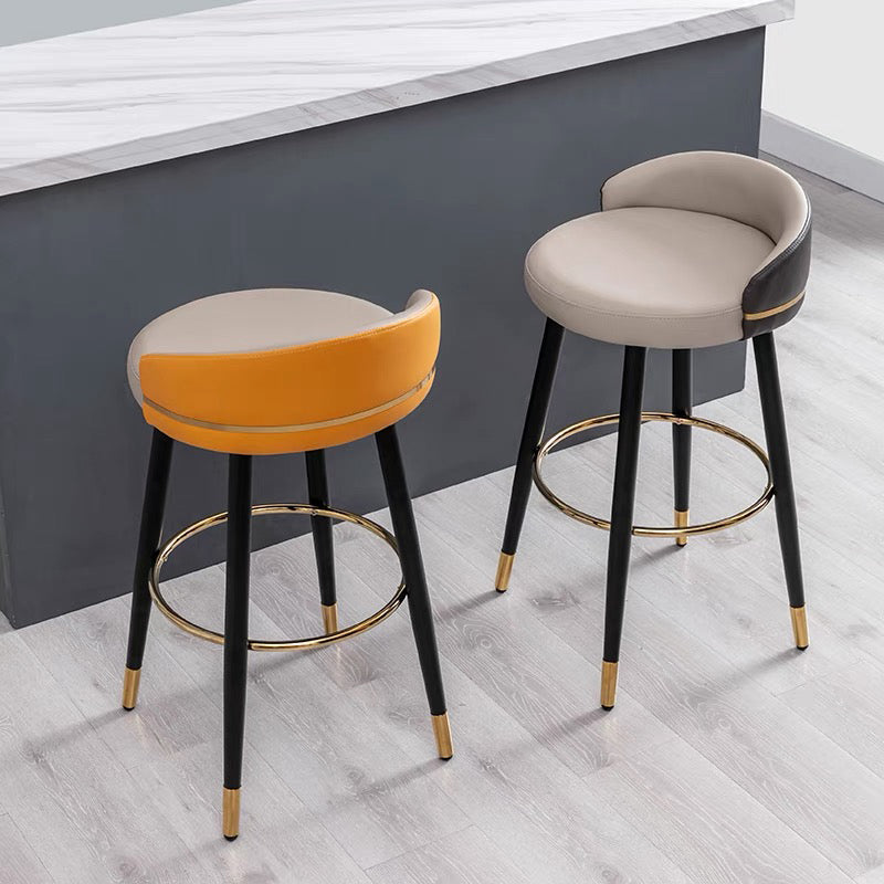 Modern Low Back Counter Stool Faux Leather Armless Bar Chair