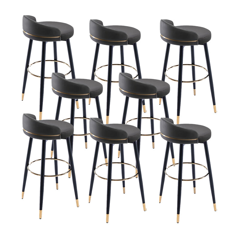 Modern Low Back Counter Stool Faux Leather Armless Bar Chair