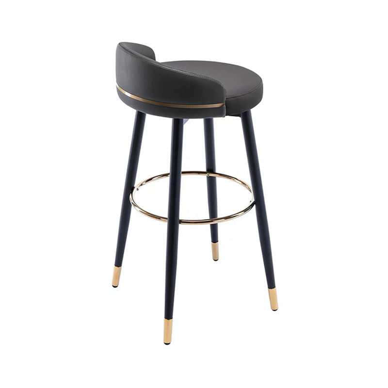 Modern Low Back Counter Stool Faux Leather Armless Bar Chair