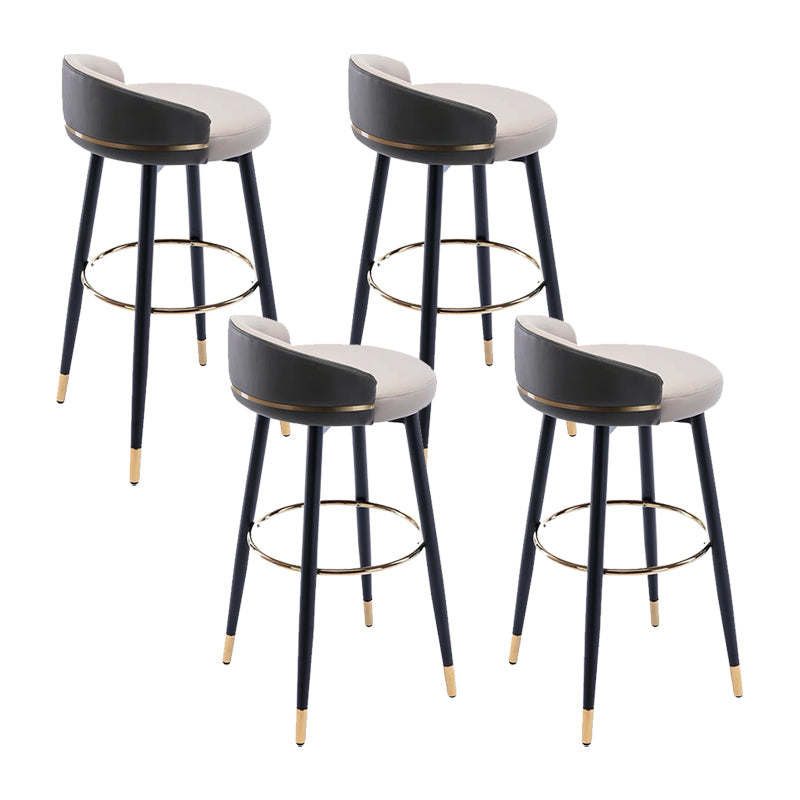 Modern Low Back Counter Stool Faux Leather Armless Bar Chair