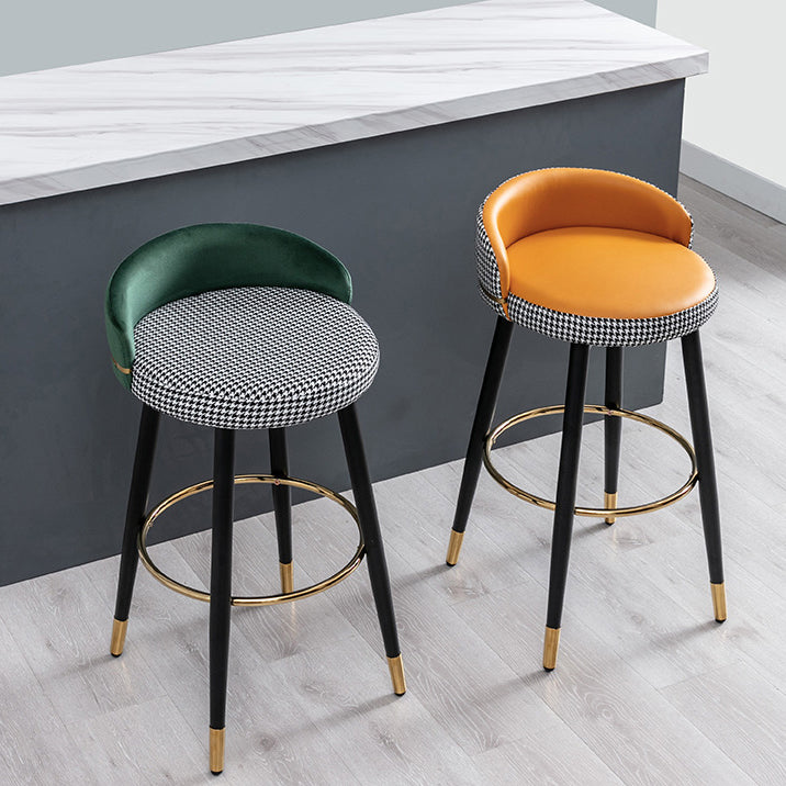 Modern Low Back Counter Stool Faux Leather Armless Bar Chair