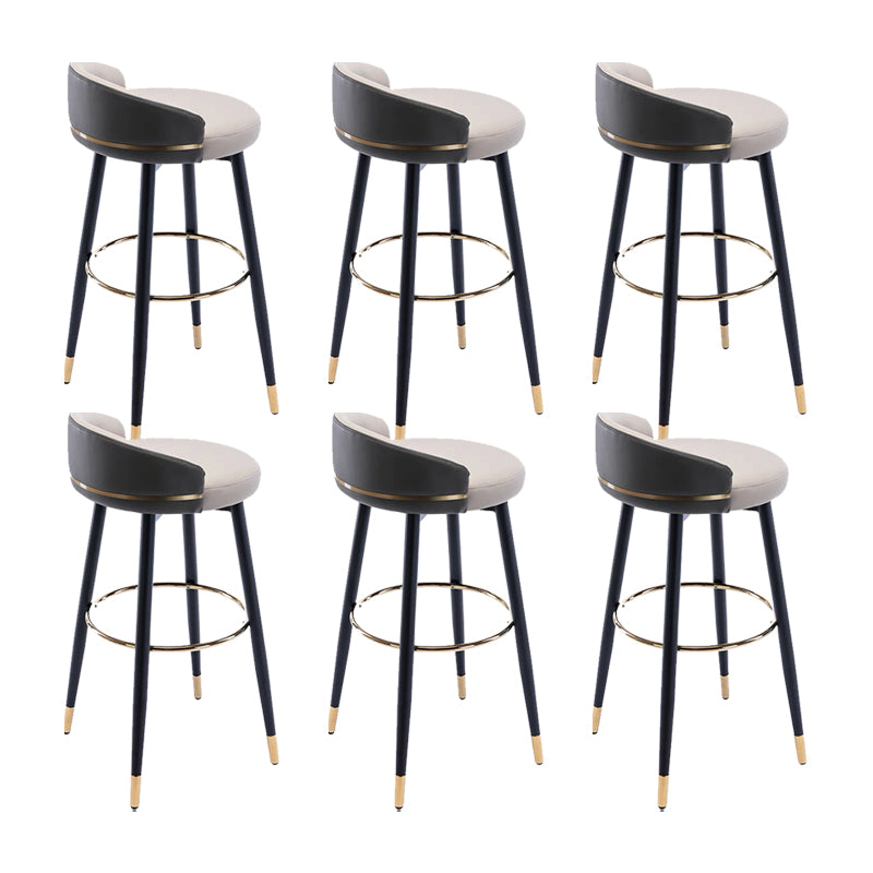 Modern Low Back Counter Stool Faux Leather Armless Bar Chair