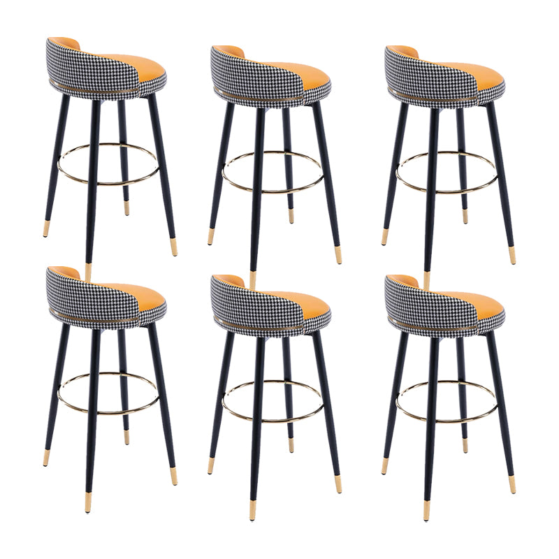 Modern Low Back Counter Stool Faux Leather Armless Bar Chair